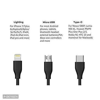 ShopMagics 3-in-1 Cable for iQOO Z8 / Z 8 USB Cable | High Speed Rapid Fast Turbo Android  Tablets Car Mobile Cable With Micro/Type-C/iPh USB Multi Charging Cable (3 Amp, BM3)-thumb2