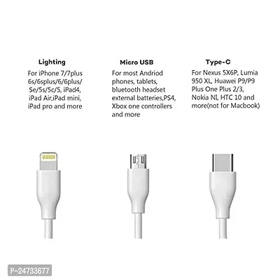 ShopMagics 3-in-1 Cable for ZTE Blade A20 / A 20 USB Cable | High Speed Rapid Fast Turbo Android  Tablets Car Mobile Cable With Micro/Type-C/iPh USB Multi Charging Cable (3 Amp, WM3)-thumb2