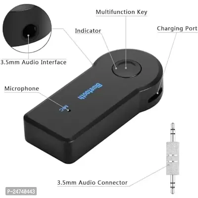 Car Bluetooth for Coolpad Cool S Car Bluetooth Music Receiver Adapter with Built-in Mic and 3.5mm AUX Audio Stereo Wireless HiFi Dongle Transmitter Mp3 Speaker Car Kit (ACB6, Black)-thumb2