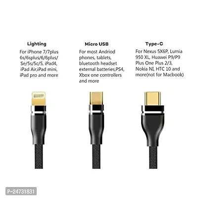 3-in-1 Cable for OPP-O A76 / A 76 USB Cable | High Speed Rapid Fast Turbo Android  Tablets Car Mobile Cable with Micro/Type-C/iPh USB Multi Charging Cable (3 Amp, GM3)-thumb2