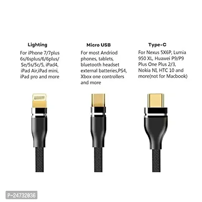 ShopMagics 3-in-1 Cable for Karbonn KX25 USB Cable | High Speed Rapid Fast Turbo Android  Tablets Car Mobile Cable With Micro/Type-C/iPh USB Multi Charging Cable (3 Amp, GM3)-thumb2
