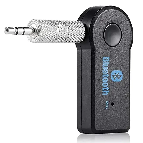 Car Bluetooth for Micromax Bolt Q383 Car Bluetooth Music Receiver Adapter with Built-in Mic and 3.5mm AUX Audio Stereo Wireless HiFi Dongle Transmitter Mp3 Speaker Car Kit (P1)