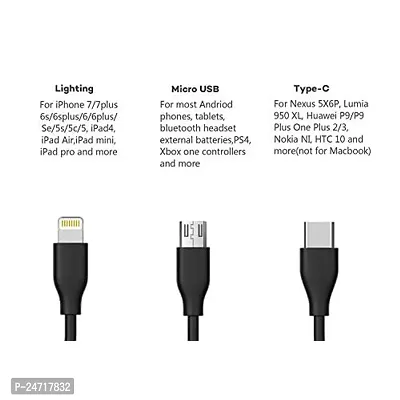 ShopMagics 3-in-1 Cable for Meizu M6T USB Cable | High Speed Rapid Fast Turbo Android  Tablets Car Mobile Cable With Micro/Type-C/iPh USB Multi Charging Cable (3 Amp, BM3)-thumb2