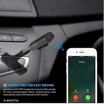 Car Bluetooth for Lava KKT Pearl FM Car Bluetooth Music Receiver Adapter with Built-in Mic and 3.5mm AUX Audio Stereo Wireless HiFi Dongle Transmitter Mp3 Speaker Car Kit (MAR1, Black)-thumb3