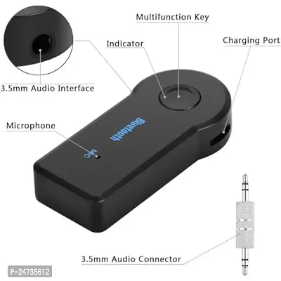 Car Bluetooth for Maruti Suzuki Dzire VXI AGS Car Bluetooth Music Receiver Adapter with Built-in Mic and 3.5mm AUX Audio Stereo Wireless HiFi Dongle Transmitter Mp3 Speaker Car Kit (ACB6, Black)-thumb2