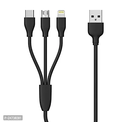 3-in-1 Cable for vivo S12 Pro/S 12 Pro USB Cable | High Speed Rapid Fast Turbo Android  Tablets Car Mobile Cable With Micro/Type-C/iPh USB Multi Charging Cable (3 Amp, BM3)-thumb0