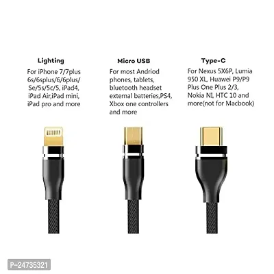 3-in-1 Cable for ZTE Blade A31 / A 31 USB Cable | High Speed Rapid Fast Turbo Android  Tablets Car Mobile Cable with Micro/Type-C/iPh USB Multi Charging Cable (3 Amp, GM3)-thumb2