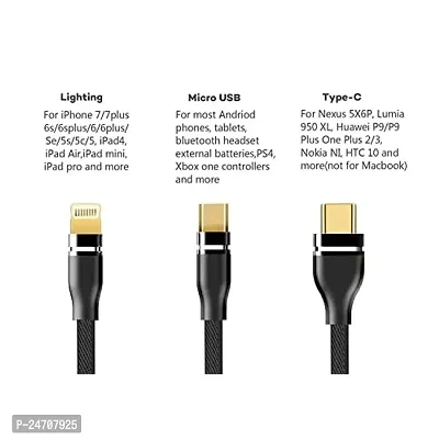 3-in-1 Cable for Moto Edge X30 / X 30 USB Cable | High Speed Rapid Fast Turbo Android  Tablets Car Mobile Cable with Micro/Type-C/iPh USB Multi Charging Cable (3 Amp, GM3)-thumb2