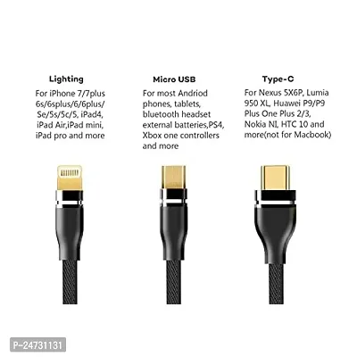 3-in-1 Cable for Vivo Y81i USB Cable | High Speed Rapid Fast Turbo Android  Tablets Car Mobile Cable With Micro/Type-C/iPh USB Multi Charging Cable (3 Amp, GM3)-thumb2