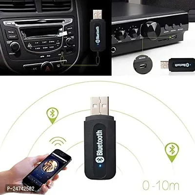 Car Bluetooth for Maruti Suzuki Ertiga VXI at Car Bluetooth Music Receiver Adapter with Built-in Mic and 3.5mm AUX Audio Stereo Wireless HiFi Dongle Transmitter Mp3 Speaker Car Kit (UCB6, Black)-thumb2