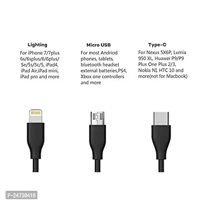 3-in-1 Cable for Chevrolet Sail USB Cable | High Speed Rapid Fast Turbo Android  Tablets Car Mobile Cable with Micro/Type-C/iPh USB Multi Charging Cable (3 Amp, BM3)-thumb2