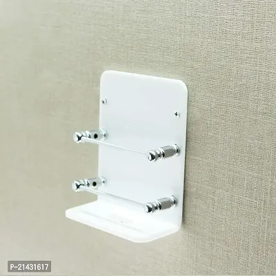 COREY Acrylic Mobile Charging Wall Stand Mobile Holder, Tv, Ac Remote Stand, Mobile Holder (Number of Shelves - 1, White)-thumb2