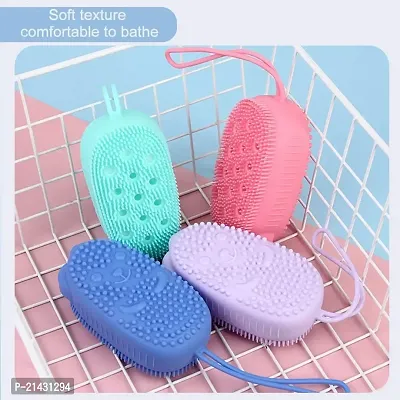 COREY Silicone Bath Body Brush Exfoliating Massage Silicone Loofah Body Scrubber, Silicone Shower Sponge, Double Sided Rubber Scrub Body Brush (Multicolor)-thumb3