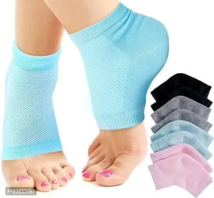 Castle Kart  Cotton Gel Heel Socks For Dry Hard Cracked Heels Repair, Foot Care Support Cushion With Spa Botanical Gel Pad - For Men And Women - (Free Size) (1 Pair)
