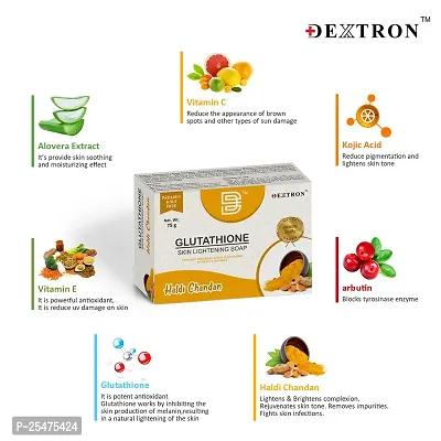 Castle Kart Dextron Glutathione Infused Haldi Chandan Soap Bar Naturally Luminous, Skin-Whitening Formula for All Skin Types(Pack Of 2)-thumb2