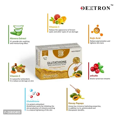 Dextron Glutathione Honey Papaya Soap for Skin Lightening, Brighten  Nourish Enriched With Glutathione, Honey Papaya Extract Kojic Acid, Vit. C, Alpha Arbutin, Vit. E  Aloe Vera Extract (Pack of2)-thumb2