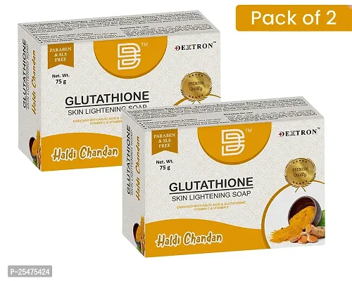 Castle Kart Dextron Glutathione Infused Haldi Chandan Soap Bar Naturally Luminous, Skin-Whitening Formula for All Skin Types(Pack Of 2)-thumb0