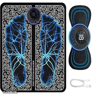 EMS Foot Massager Mat -Foot Massager Pad for Pain Plantar Relief, Muscle Relaxation, Foldable Legs  Feet Massager Pad with 8 Modes, 19 Levels (With Free Mini Massager)-thumb0