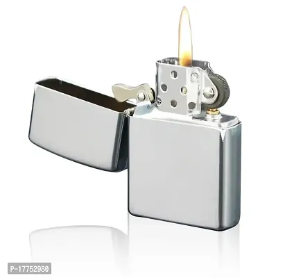 Earth Refillable Silver Small Pocket Cigarette Lighter-thumb0