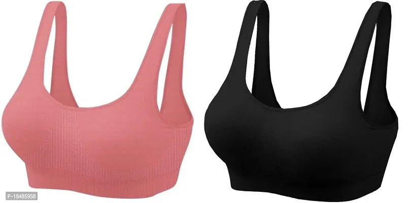 Pack Of 2 Women Sports Air Non Padded Bra (Multicolor)