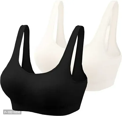 Women's Cotton Non Padded Wire Free Sports Bra Pack Of 2