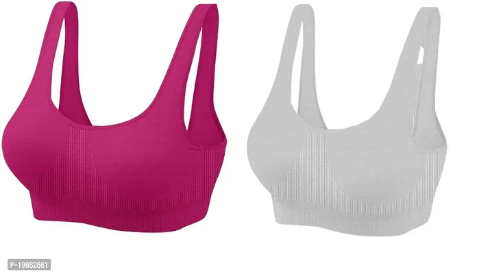 Pack Of 2 Sports Air Non Padded Non-Wired Seamless Bra (Multicolor)