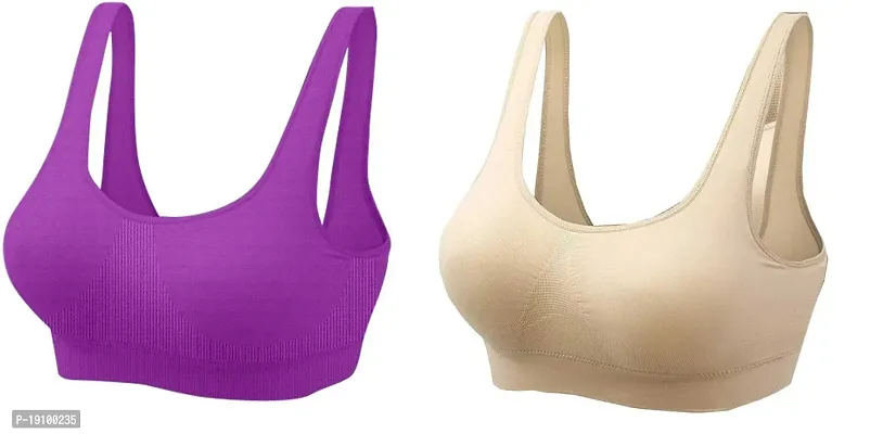 Women Air Cotton Non Padded Non-Wired Seamless Bra (Multicolor)-thumb0