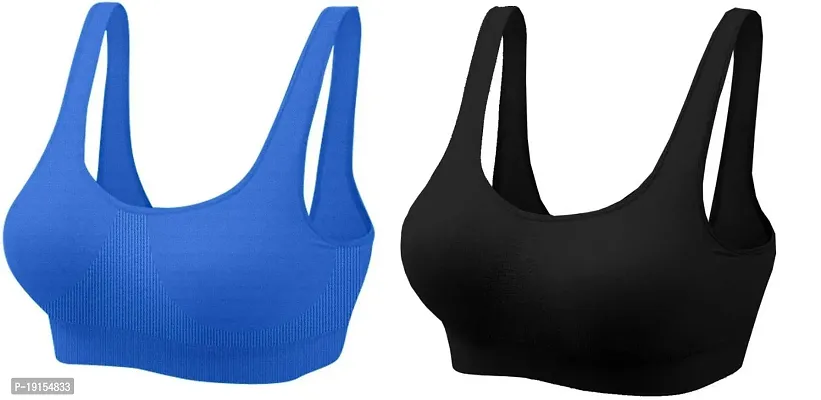 Women Air Bra, Sports Bra, Stretchable Bra Non Padded Seamless Bra (Pack Of 2)