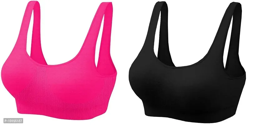 Pack Of 2 Women Sports Non Padded Bra (Multicolor)