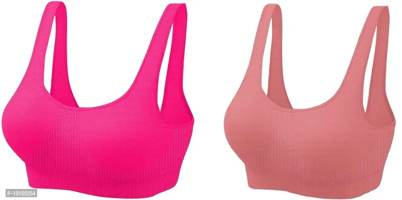 Women's Cotton Non Padded Wire Free Sports Bra (Pack Of 2)