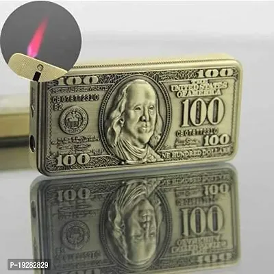 Metal Essential Premium Refillable Dollar Shape Designer Lighter - Slim Design - Windproof Lighter for Smoking-thumb0