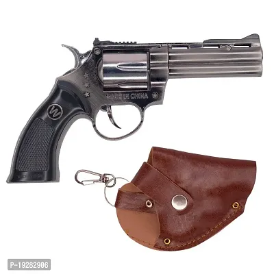 Antique Red Flame Metal Body Heavyweight Refillable Revolver Gun Shape Cover Cigarette Gas Lighter