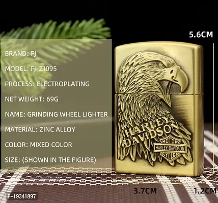 Vaishnavii Refillable Eagle Cigarette Windproof Gas Pocket Lighter (Golden)-thumb0