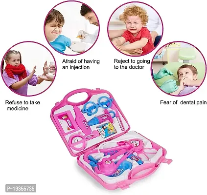 Vaishnavii Doctor Set for Kids with Foldable Suitcase Includes 12 pieces of Compact Medical Accessories, and Game Kit is also Toy Set Pretend Play Set Doctor Kit Toy for Kids, Pink Doctor set for girl