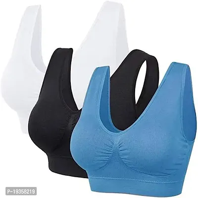 Sports Bra for Women  Girls, Cotton Non Padded Full Coverage Beginners Non - Wired T - Shirt Gym Workout Bra With Regular Broad Strap, Training Bra for Teenager Kids (Pack Of 3)