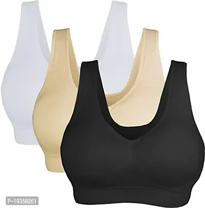 Women Air Cotton Non Padded Non-Wired Air Sports Bra (Pack Of 3)