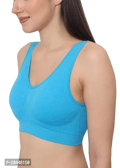 Sports Bra for Women  Girls, Cotton Non Padded Full Coverage Beginners Non - Wired Seamless Sports Bra for teenagers (Pack of 1)