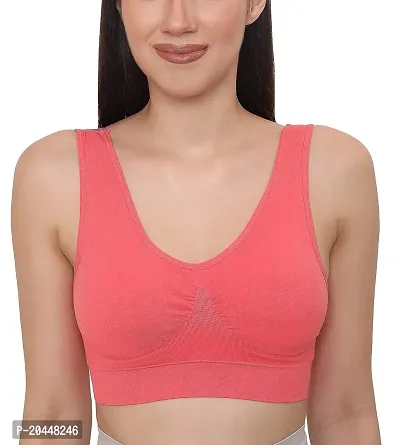 Vaishnavii Women Nylon Elastane Lightly Padded Non Wired Seamless Stretchy Sports Bra Yoga Bra with Removable Pads (Pack of 1)