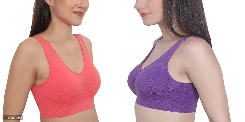 Vaishnavii Air Cotton Non Padded Non-Wired Air Sports Bra (Pack Of 2)-thumb0