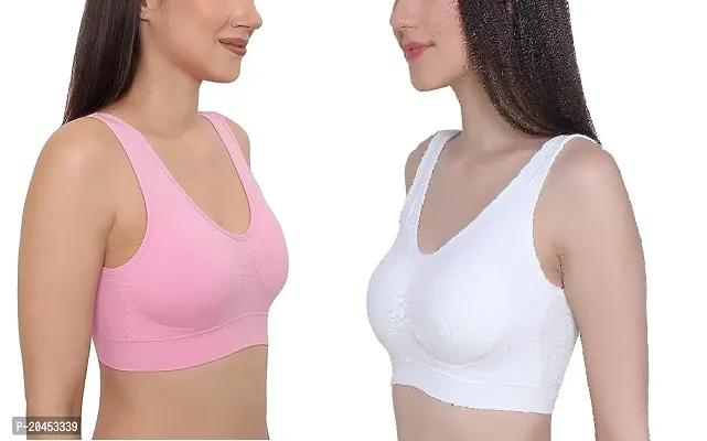 Fashion Full Coverage Non-Padded Wire-Free Sports Bra - Maximum Support for Comfortable Workout (Pack of 2)-thumb0