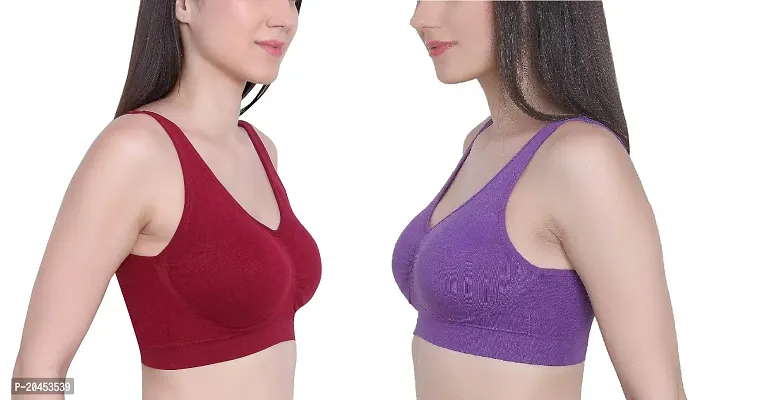 Fashion Full Coverage Non-Padded Wire-Free Sports Bra - Maximum Support for Comfortable Workout (Pack of 2)