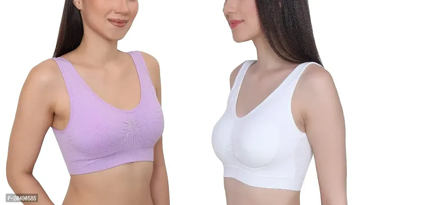 Vaishnavii Air Cotton Non Padded Non-Wired Air Sports Bra (Pack Of 2)