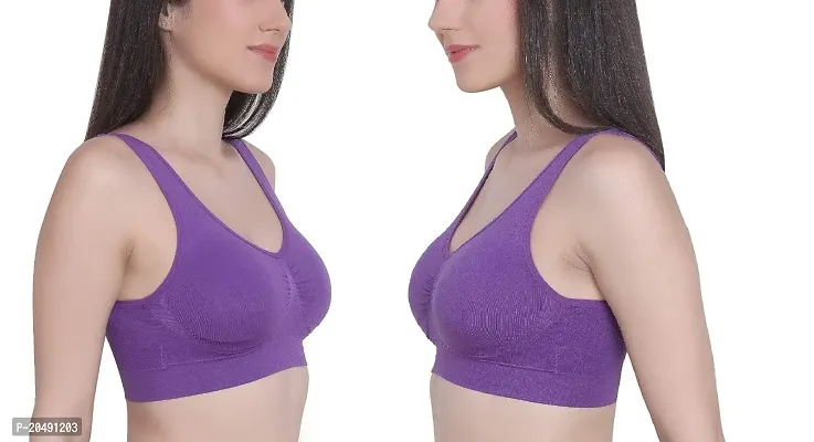 Vaishnavii (Pack of 2)  Air Cotton Non Padded Non-Wired Air Sports Bra (Purple)