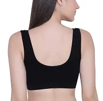 Vaishnavii Women Cotton Elastane Lightly Padded Non Wired Seamless Stretchy Sports Bra Yoga Bra with Removable Pads (Pack of 2)-thumb2