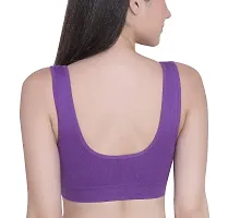 Vaishnavii Women Cotton Elastane Lightly Padded Non Wired Seamless Stretchy Sports Bra Yoga Bra with Removable Pads (Pack of 2)-thumb3