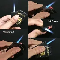 Refillable Metal Side Slider Death Note Windproof Jet Flame Pocket Lighter-Black-thumb1