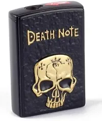 Refillable Metal Side Slider Death Note Windproof Jet Flame Pocket Lighter-Black-thumb2