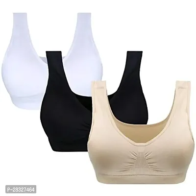 Classic Solid Sports Bras for Women, Pack of 3-thumb0