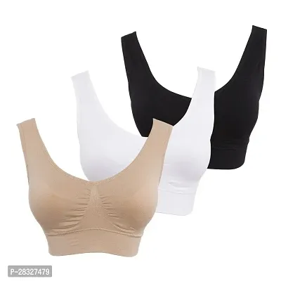 Classic Solid Sports Bras for Women, Pack of 3-thumb0