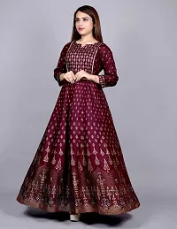 GO GULABI Rayon Printed Anarkali Flare Gown for Women| Full Length Stitched Maxi Gown-thumb4